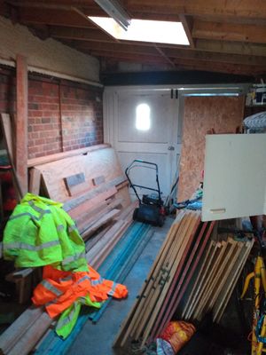 Original garage converted into an office, wet room and corridor